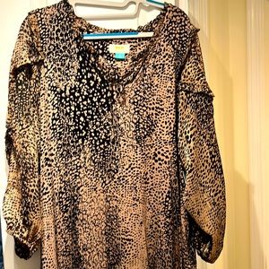 Cheetah print Anthropologie long sleeve shirt size 1x